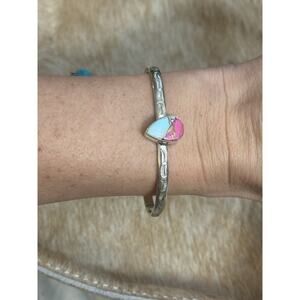 Native American Sterling Silver Sw Cotton Candy Blue Pink Stamped Cuff Bracelet